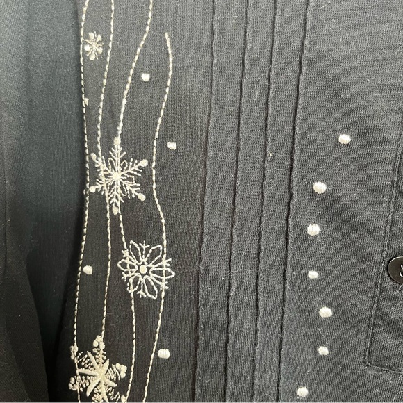 BONWORTH Women’s Large 3/4 Sleeve Black Embroidered Blouse Top Cotton Blend - Picture 5 of 7